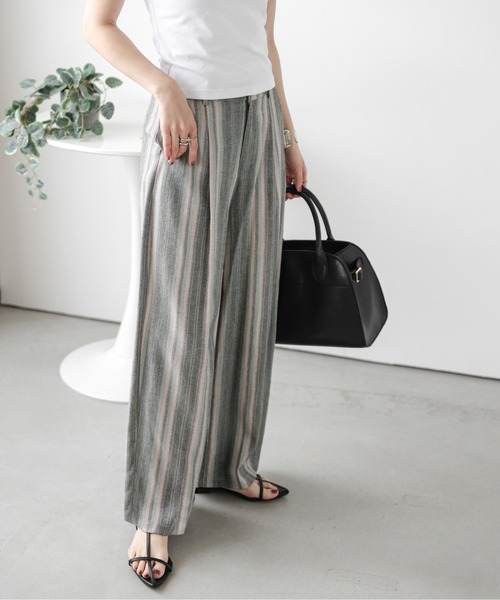 Lajour（ラジュール）の「【日本製】美シルエットワイドパンツ（その他パンツ・レディース・ベージュ/マルチ/ブラック/ストライプ・L/M）」の20枚目の写真