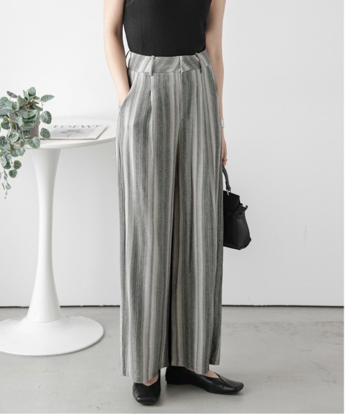 Lajour（ラジュール）の「【日本製】美シルエットワイドパンツ（その他パンツ・レディース・ベージュ/マルチ/ブラック/ストライプ・L/M）」の22枚目の写真