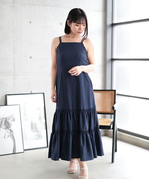 Ruwan yu(ルワンユー)の「3WAYギャザースリーブティアードワンピース【大きいサイズ対応】(ワンピース・レディース・ネイビー・4L/3L/LL/L)」の5枚目の写真