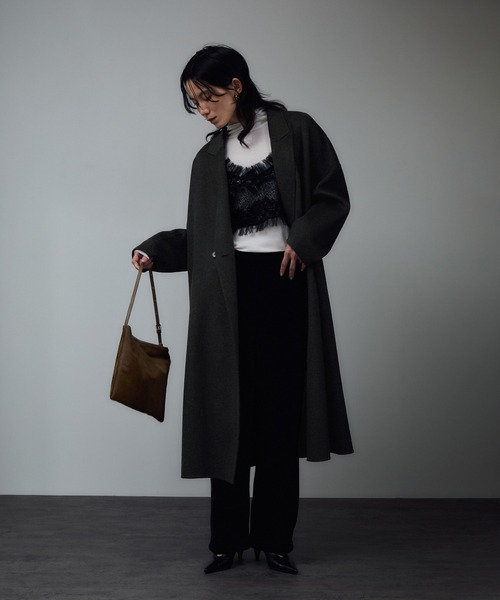 アダムエロペ  チェスターコート　黒 シャルムリバーロングコート（チェスターコート）｜SALON adam