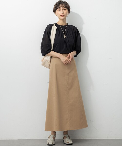 【洗える】クリアトリコットジャージー ギャザーフォルム カットソー