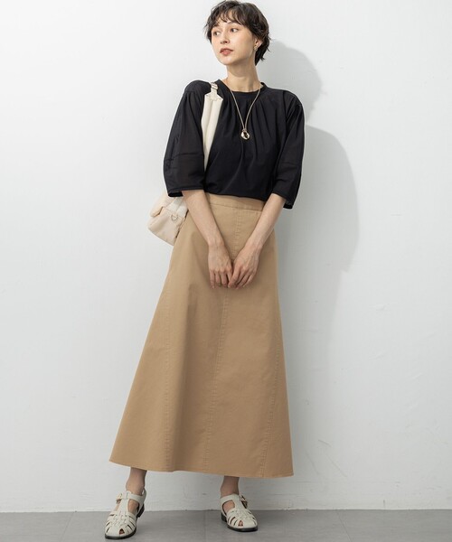 【洗える】クリアトリコットジャージー ギャザーフォルム カットソー