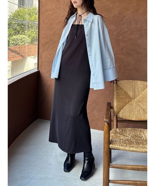 LAGUNAMOON（ラグナムーン）の「ドロップディティールサテンキャミワンピース（ワンピース・レディース・ミント/ベージュ/ブラック・SMALL/MEDIUM）」の9枚目の写真