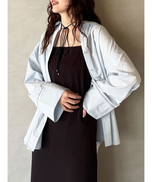 LAGUNAMOON（ラグナムーン）の「ドロップディティールサテンキャミワンピース（ワンピース・レディース・ミント/ベージュ/ブラック・SMALL/MEDIUM）」の8枚目の写真