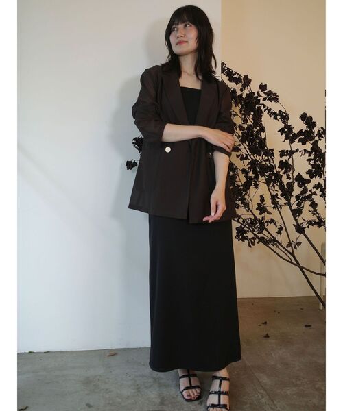 LAGUNAMOON（ラグナムーン）の「ドロップディティールサテンキャミワンピース（ワンピース・レディース・ミント/ベージュ/ブラック・SMALL/MEDIUM）」の5枚目の写真