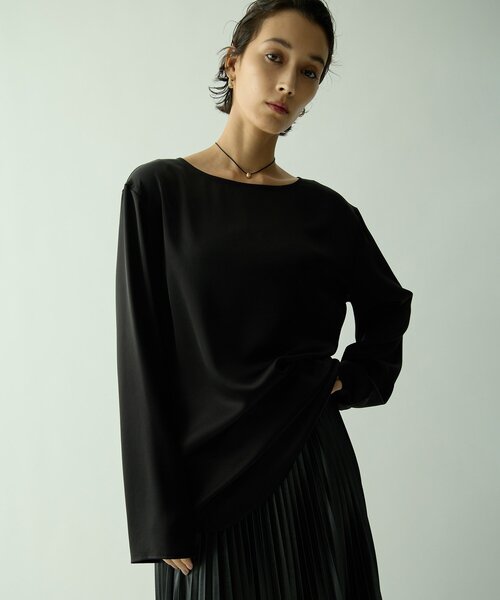 Drawing Numbers(ドローイング ナンバーズ)の「サテンボートブラウス(シャツ/ブラウス・レディース・ホワイト/ライトグレー/ブラック・38)」の14枚目の写真
