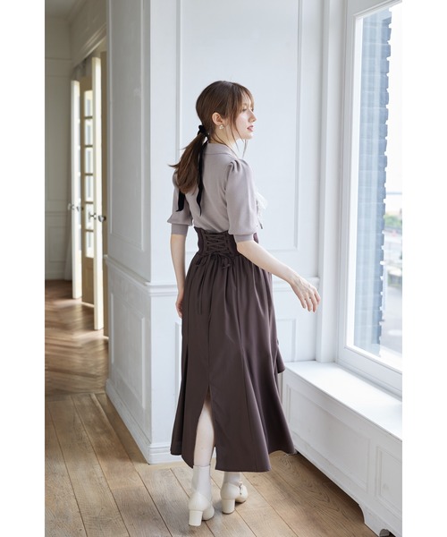 tocco closet(トッコ クローゼット)の「襟&リボン付きレースフリル装飾ニットプルオーバー(ニット/セーター・レディース・ブラック/ピンク/オフホワイト・M)」の19枚目の写真