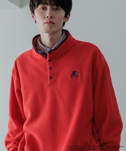 LOWRYS FARM(ローリーズファーム)の「【LFM(U)】STARTERフリースプルオーバー 592150(スウェット・メンズ・ホワイト/チャコールグレー/レッド・MEDIUM/LARGE)」の3枚目の写真