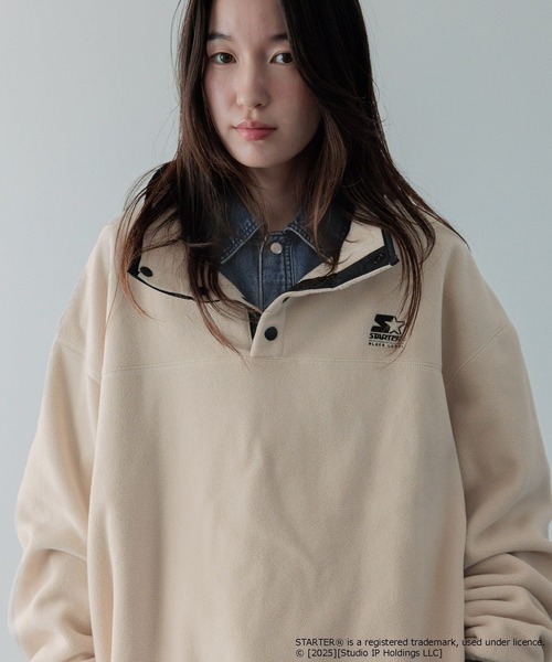 LOWRYS FARM(ローリーズファーム)の「【LFM(U)】STARTERフリースプルオーバー 592150(スウェット・メンズ・ホワイト/チャコールグレー/レッド・MEDIUM/LARGE)」の10枚目の写真