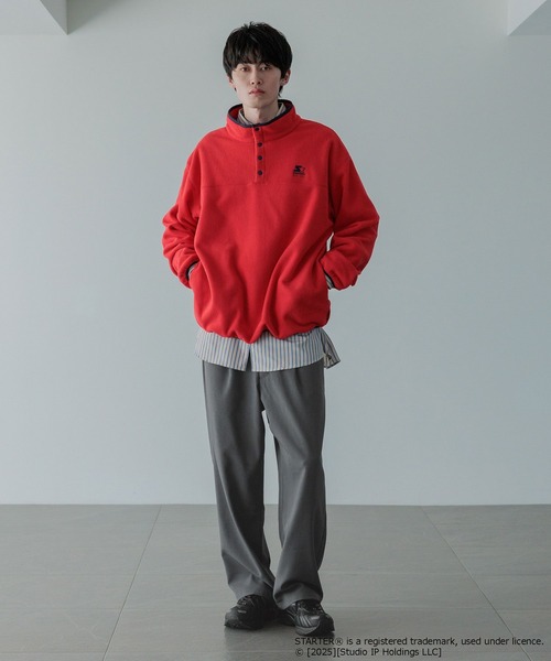 LOWRYS FARM(ローリーズファーム)の「【LFM(U)】STARTERフリースプルオーバー 592150(スウェット・メンズ・ホワイト/チャコールグレー/レッド・MEDIUM/LARGE)」の11枚目の写真