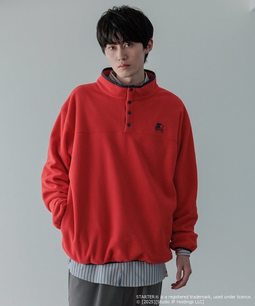 LOWRYS FARM(ローリーズファーム)の「【LFM(U)】STARTERフリースプルオーバー 592150(スウェット・メンズ・ホワイト/チャコールグレー/レッド・MEDIUM/LARGE)」の13枚目の写真