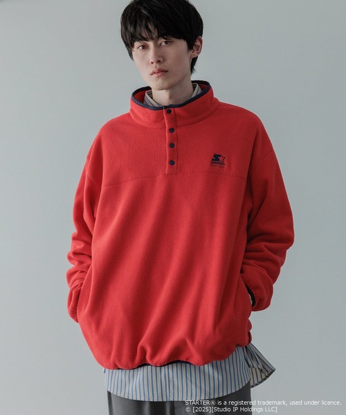 LOWRYS FARM(ローリーズファーム)の「【LFM(U)】STARTERフリースプルオーバー 592150(スウェット・メンズ・ホワイト/チャコールグレー/レッド・MEDIUM/LARGE)」の14枚目の写真