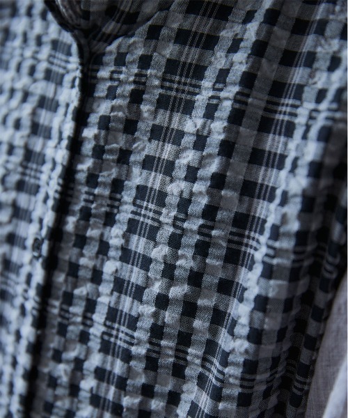 SMILE LAND（スマイルランド）の「＜大きいサイズ＞先染めサッカー前ボタンギャザー入ジャンパースカート（ジャンパースカート・レディース・ブラック系/グリーン系・L～LL/3L～4L/5L～6L）」の9枚目の写真