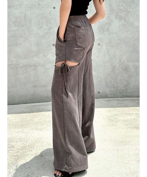 RESEXXY（リゼクシー）の「サイドリボンスウェットワイドパンツ（その他パンツ・レディース・グレー/チャコールグレー/ブラック・FREE）」の2枚目の写真