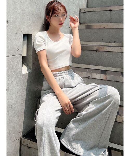 RESEXXY（リゼクシー）の「サイドリボンスウェットワイドパンツ（その他パンツ・レディース・グレー/チャコールグレー/ブラック・FREE）」の8枚目の写真