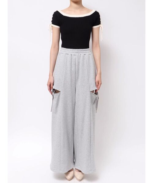 RESEXXY（リゼクシー）の「サイドリボンスウェットワイドパンツ（その他パンツ・レディース・グレー/チャコールグレー/ブラック・FREE）」の12枚目の写真