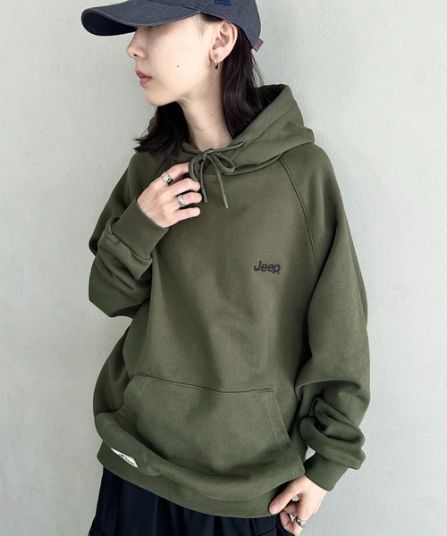 JEEP(ジープ)の「【日本未発売/WEB限定】JEEP(ジープ)/ワンポイント ロゴ刺繍 パーカー フーディ/Raglan Small Hood T-shirt(パーカー・レディース・カーキ/ブラック/レッド/ホワイト/ネイビー・M/S/XL/L)」の8枚目の写真