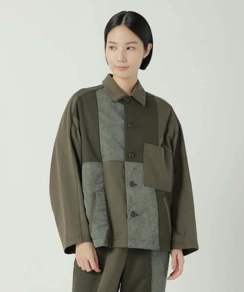 ZUCCa（ズッカ）の「(S)パッチワークジャージィー / 羽織り / S（ミリタリージャケット・レディース・カーキ/ブラック・M size）」の2枚目の写真