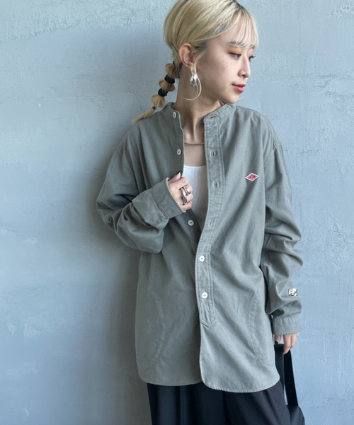 DANTON（ダントン）の「[DANTON/ダントン] コットンフランネル バンドカラーシャツ（シャツ/ブラウス・レディース・オリーブ/キナリ/グレー・42/40/38）」の3枚目の写真