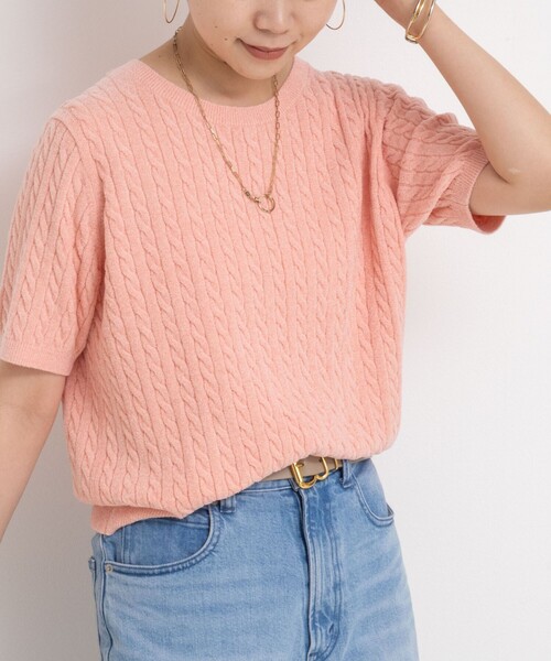 Rie Miller（リエミラー）の「《手洗い可能》《アンサンブル対応》モールヤーンミニケーブルプルオーバーニット（ニット/セーター・レディース・ボルドー/ブルー/グレー/ベビーピンク・38）」の3枚目の写真