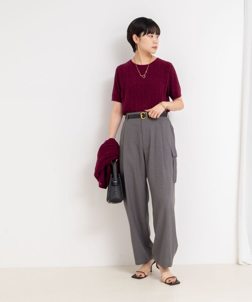 Rie Miller（リエミラー）の「《手洗い可能》《アンサンブル対応》モールヤーンミニケーブルプルオーバーニット（ニット/セーター・レディース・ボルドー/ブルー/グレー/ベビーピンク・38）」の5枚目の写真