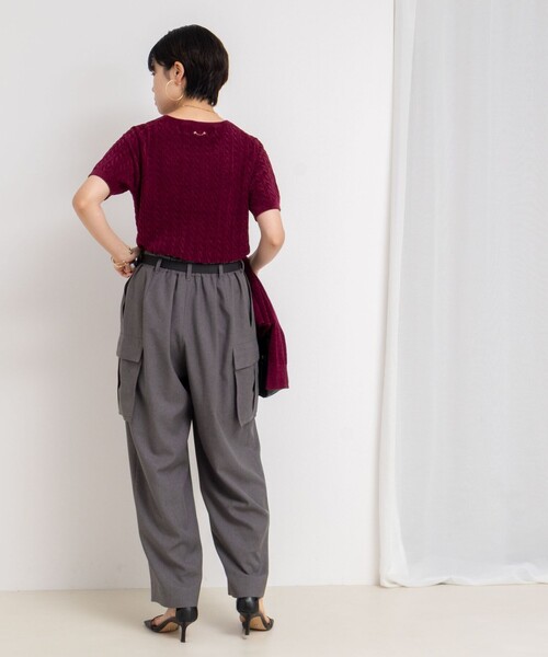 Rie Miller（リエミラー）の「《手洗い可能》《アンサンブル対応》モールヤーンミニケーブルプルオーバーニット（ニット/セーター・レディース・ボルドー/ブルー/グレー/ベビーピンク・38）」の6枚目の写真