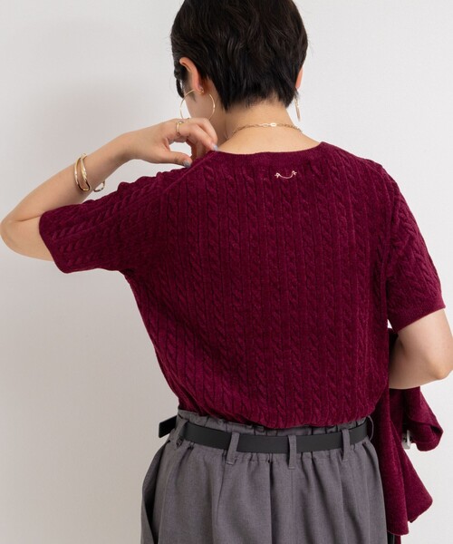 Rie Miller（リエミラー）の「《手洗い可能》《アンサンブル対応》モールヤーンミニケーブルプルオーバーニット（ニット/セーター・レディース・ボルドー/ブルー/グレー/ベビーピンク・38）」の7枚目の写真