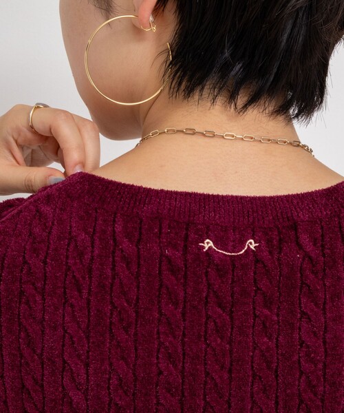 Rie Miller（リエミラー）の「《手洗い可能》《アンサンブル対応》モールヤーンミニケーブルプルオーバーニット（ニット/セーター・レディース・ボルドー/ブルー/グレー/ベビーピンク・38）」の8枚目の写真