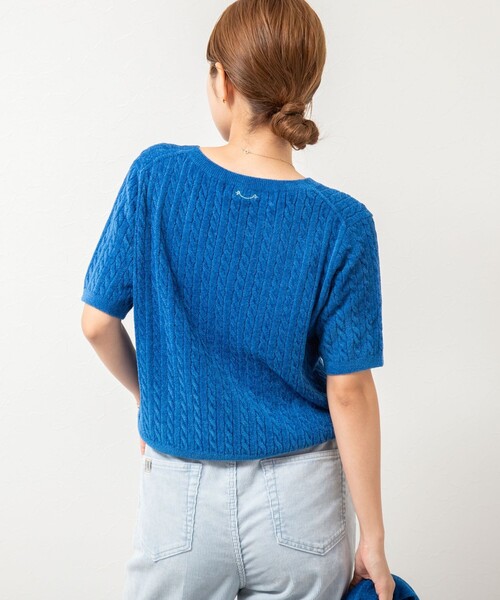 Rie Miller（リエミラー）の「《手洗い可能》《アンサンブル対応》モールヤーンミニケーブルプルオーバーニット（ニット/セーター・レディース・ボルドー/ブルー/グレー/ベビーピンク・38）」の15枚目の写真