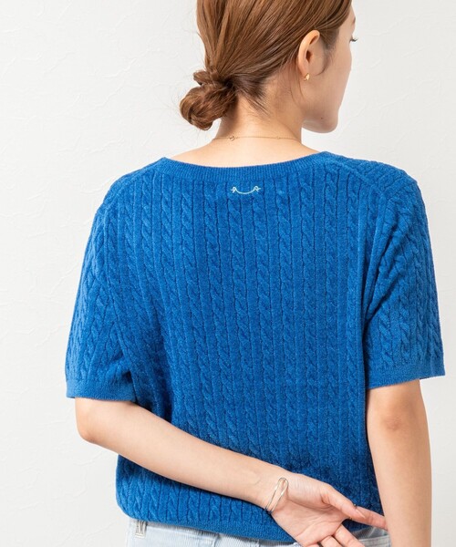 Rie Miller（リエミラー）の「《手洗い可能》《アンサンブル対応》モールヤーンミニケーブルプルオーバーニット（ニット/セーター・レディース・ボルドー/ブルー/グレー/ベビーピンク・38）」の16枚目の写真