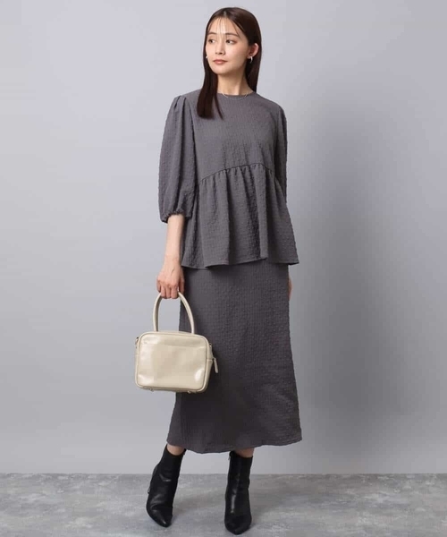 MK MICHEL KLEIN(エムケーミッシェルクラン)の「エンボス加工ナロースカート/洗える(スカート・レディース・ブルーグリーン/ダークグレー・38)」の19枚目の写真