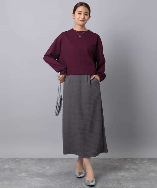 MK MICHEL KLEIN(エムケーミッシェルクラン)の「エンボス加工ナロースカート/洗える(スカート・レディース・ブルーグリーン/ダークグレー・38)」の10枚目の写真