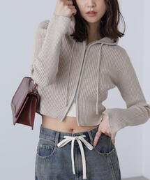 FREE'S MART | ◆配色リブショート丈ニットパーカー(ニット/セーター)