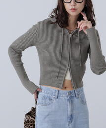 FREE'S MART | ◆配色リブショート丈ニットパーカー(ニット/セーター)