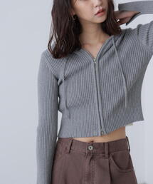 FREE'S MART | ◆配色リブショート丈ニットパーカー(ニット/セーター)