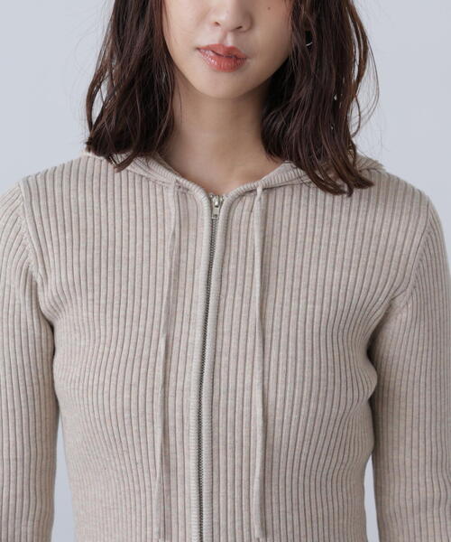 FREE'S MART(フリーズマート)の「◆配色リブショート丈ニットパーカー(ニット/セーター・レディース・ベージュ/ブラウン/グレー・FREE)」の6枚目の写真