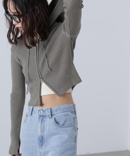 FREE'S MART(フリーズマート)の「◆配色リブショート丈ニットパーカー(ニット/セーター・レディース・ベージュ/ブラウン/グレー・FREE)」の17枚目の写真