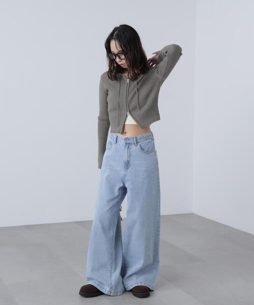 FREE'S MART(フリーズマート)の「◆配色リブショート丈ニットパーカー(ニット/セーター・レディース・ベージュ/ブラウン/グレー・FREE)」の19枚目の写真