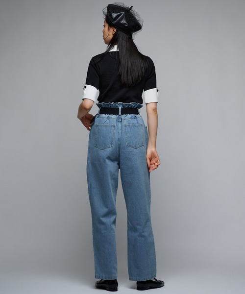 Narcissus（ナルシス）の「【ベルトセット】ハイウエストベルトデニムパンツ/テーパードデニムパンツ（デニムパンツ・レディース・ブラック/ブルー・FREE）」の6枚目の写真