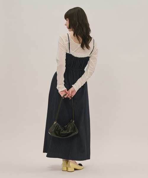 ロワンニュイ　loin nuitリボンストライプキャミワンピース ribbon striped cami onepiece / リボンストライプキャミワンピース