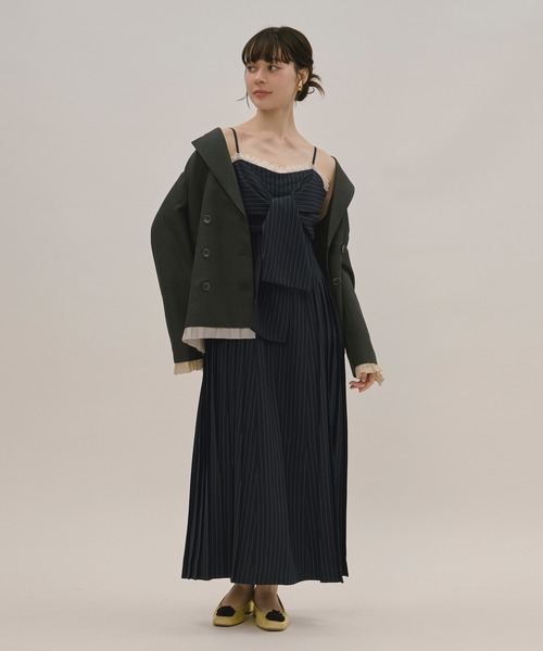 ロワンニュイ　loin nuitリボンストライプキャミワンピース ribbon striped cami onepiece / リボンストライプキャミ