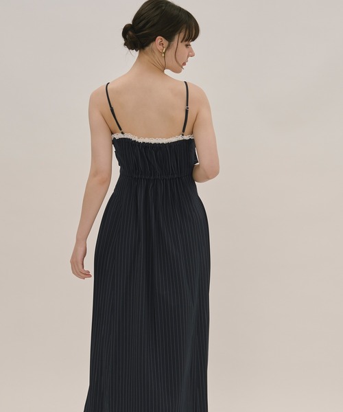 ribbon striped cami onepiece / リボンストライプキャミ