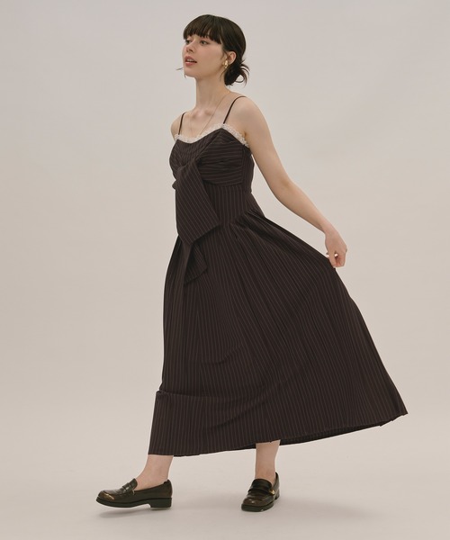 loin nuitリボンストライプキャミワンピース loin nuit（ロワンニュイ）の「ribbon striped cami onepiece / リボン