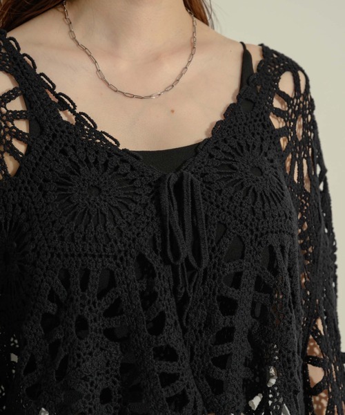 NEUNA（ヌナ）の「フレアスリーブクロシェカーデ（カーディガン/ボレロ・レディース・ベージュ/ブラック・FREE）」の9枚目の写真