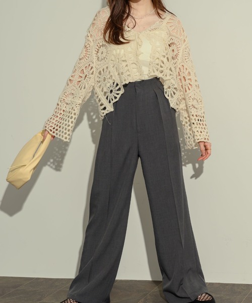 NEUNA（ヌナ）の「フレアスリーブクロシェカーデ（カーディガン/ボレロ・レディース・ベージュ/ブラック・FREE）」の14枚目の写真