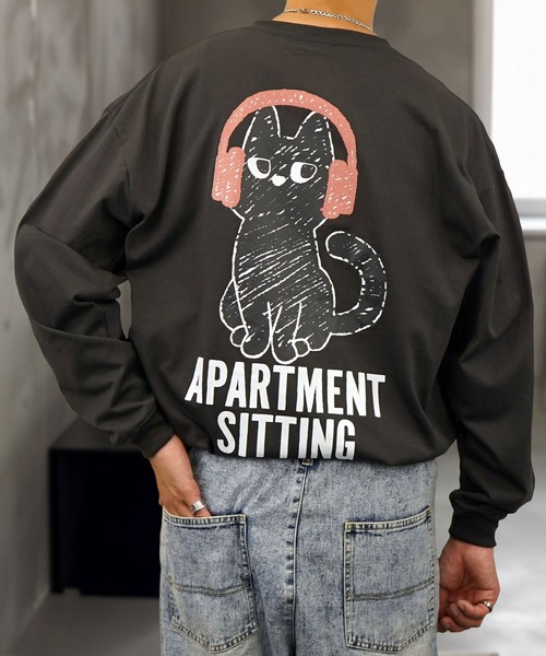 Burner(バーナー)の「【GROOVY STORE】CAT 猫 刺繍 プリントロングスリーブT 速乾 UVカット(Tシャツ/カットソー・メンズ・H/F/G/B/C/D/E/A/J/I/L/K・M/L/LL)」の4枚目の写真