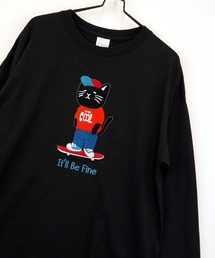 【GROOVY STORE】CAT 猫 刺繍 プリントロングスリーブT 速乾 UVカット