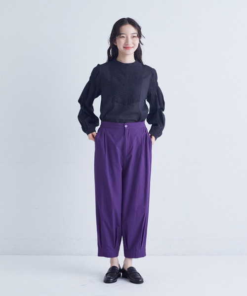 conges payes ADIEU TRISTESSE（コンジェ ペイエ アデュートリステス）の「裾タックイージーパンツ（その他パンツ・レディース・チャコールグレー/パープル・38）」の7枚目の写真