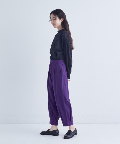 conges payes ADIEU TRISTESSE（コンジェ ペイエ アデュートリステス）の「裾タックイージーパンツ（その他パンツ・レディース・チャコールグレー/パープル・38）」の8枚目の写真