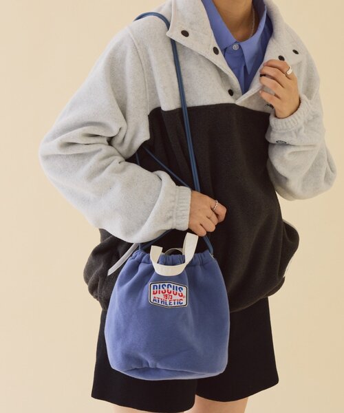 DISCUS(ディスカス)の「【DISCUS】スウェット巾着バッグ(ハンドバッグ・レディース・グレー/ブルー/ブラック・ONE SIZE)」の1枚目の写真